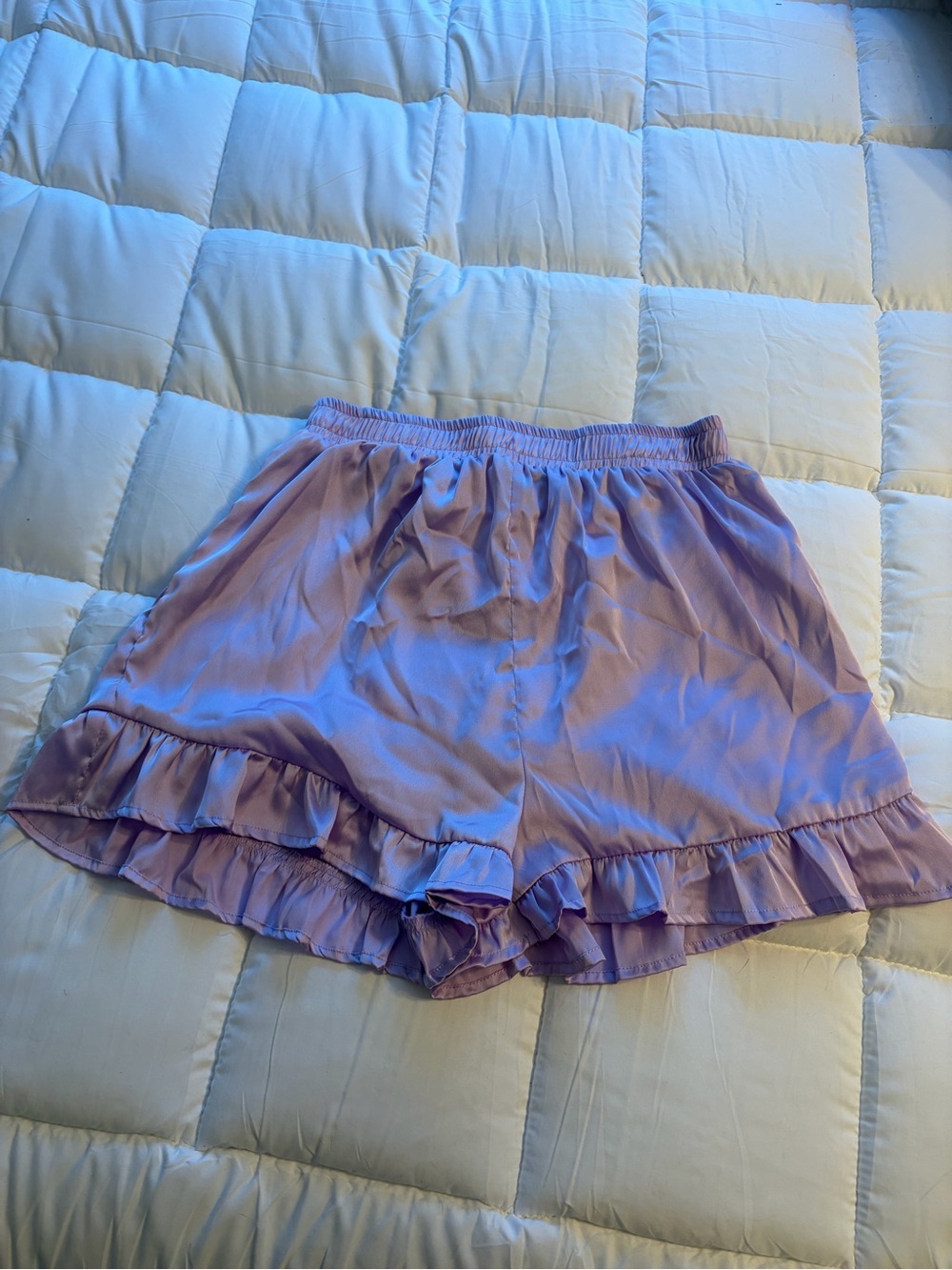 Nasty Gal Lavender Ruffle Satin Pajama Shorts